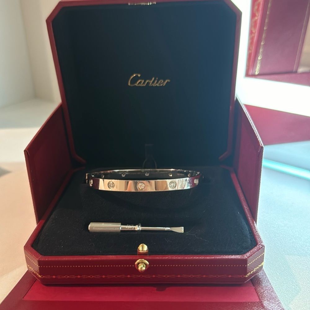 10 Diamond White Gold Cartier love collection bracelet. Used condition.